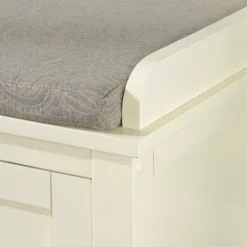 Benches & Ottomans-Kirkland's Home White Wood Upholstered Storage Bench White/Gray