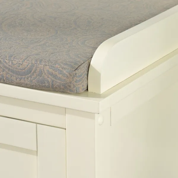 Benches & Ottomans-Kirkland's Home White Wood Upholstered Storage Bench White/Gray