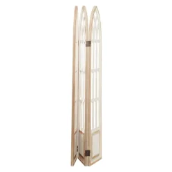 Decorative Accents-Kirkland's Home White Wood Windowpane 3-Panel Room Divider White/Tan