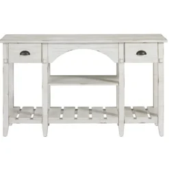 Console Tables-Kirkland's Home White Wooden Mercantile Sofa Table