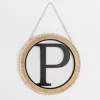 Monogram Wall Decor-Kirkland's Home Whitewash Bead Trim Monogram P Plaque Tan/Black/White