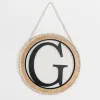 Monogram Wall Decor-Kirkland's Home Whitewash Bead Trim Monogram G Plaque Tan/Black/White