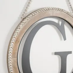 Monogram Wall Decor-Kirkland's Home Whitewash Bead Trim Monogram G Plaque Tan/Black/White