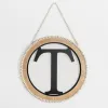 Monogram Wall Decor-Kirkland's Home Whitewash Bead Trim Monogram T Plaque Tan/Black/White