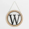 Monogram Wall Decor-Kirkland's Home Whitewash Bead Trim Monogram W Plaque Tan/Black/White