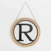 Monogram Wall Decor-Kirkland's Home Whitewash Bead Trim Monogram R Plaque Tan/Black/White