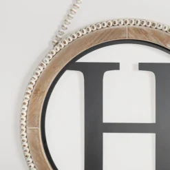 Monogram Wall Decor-Kirkland's Home Whitewash Bead Trim Monogram H Plaque Tan/Black/White