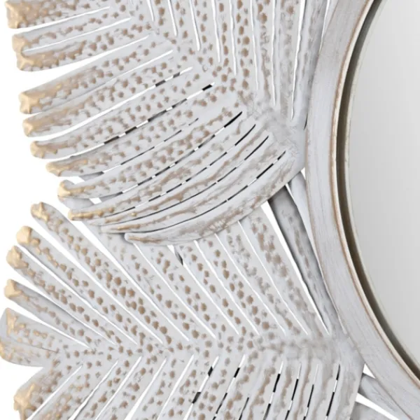 Decorative Mirrors-Kirkland's Home Whitewash Round Palm Leaf Wall Mirror