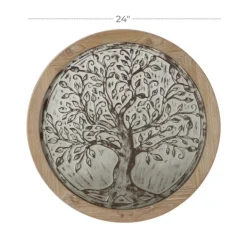 Wall Plaques-Kirkland's Home Whitewashed Bronze Tree Framed Wall Plaque Brown/Ivory