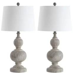 Table Lamps-Kirkland's Home Whitewashed Brown Carved 2-Pc. Table Lamp Set Ivory
