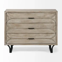 Dressers & Chests-Kirkland's Home Whitewashed Brown 3-Drawer Wood Chest