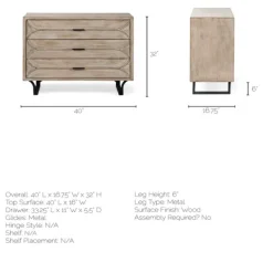 Dressers & Chests-Kirkland's Home Whitewashed Brown 3-Drawer Wood Chest