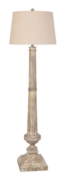 Floor Lamps-Kirkland's Home Whitewashed Brown Resin Floor Lamp Tan