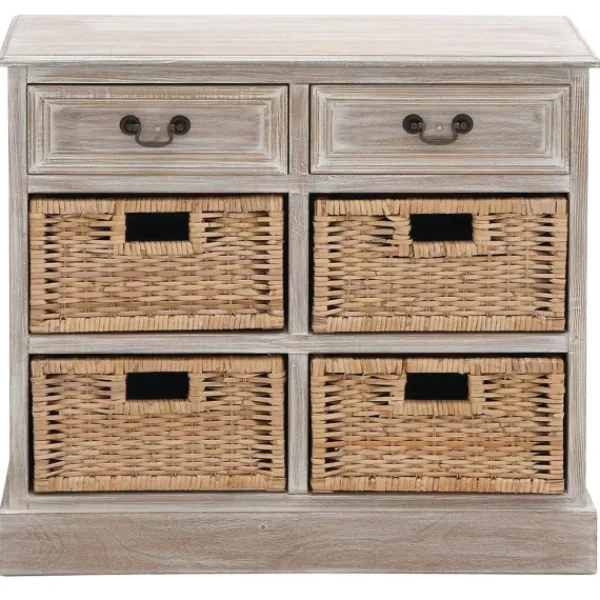Entryway Furniture-Kirkland's Home Whitewashed Cabinet With Rattan Baskets Brown