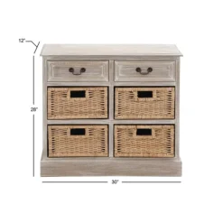 Entryway Furniture-Kirkland's Home Whitewashed Cabinet With Rattan Baskets Brown