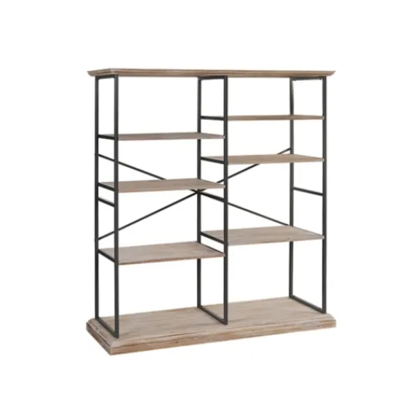 Bookshelves-Kirkland's Home Whitewashed Etagere Industrial Bookshelf