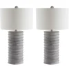 Table Lamps-Kirkland's Home Whitewashed Gray Resin Ridges 2-Pc. Table Lamp Set Ivory