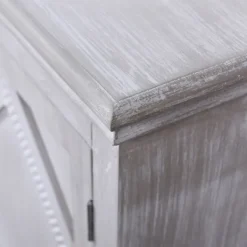 Cabinets & Sideboards-Kirkland's Home Whitewashed Gray Wood Hexagonal Door Cabinet White/Gray