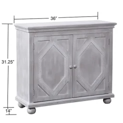Cabinets & Sideboards-Kirkland's Home Whitewashed Gray Wood Hexagonal Door Cabinet White/Gray