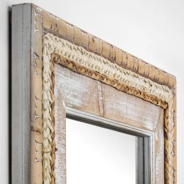 Decorative Mirrors-Kirkland's Home Whitewashed Hand Woven Rattan Mirror