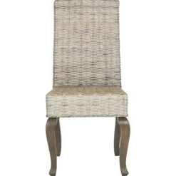 Dining Chairs-Kirkland's Home Whitewashed Kubu Rattan Dining Chairs, Set Of 2 Ivory