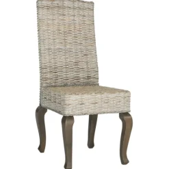 Dining Chairs-Kirkland's Home Whitewashed Kubu Rattan Dining Chairs, Set Of 2 Ivory
