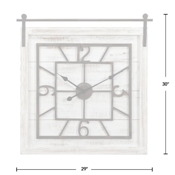 Clocks-Kirkland's Home Whitewashed Sliding Barn Door Wall Clock