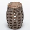 Accent & End Tables-Kirkland's Home Whitewashed Wood Barrel Patterned Side Table Brown