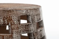 Accent & End Tables-Kirkland's Home Whitewashed Wood Barrel Patterned Side Table Brown