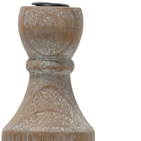 Candle Holders-Kirkland's Home Whitewashed Wood Taper Candle Holder, 9 In. Tan/Brown