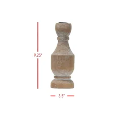 Candle Holders-Kirkland's Home Whitewashed Wood Taper Candle Holder, 9 In. Tan/Brown