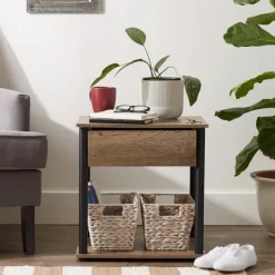 Baskets & Boxes-Kirkland's Home Whitewashed Woven Water Hyacinth Baskets, Set Of 2 White/Tan