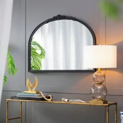 Decorative Mirrors-Kirkland's Home Wide Arch Black Floral Scroll Mirror