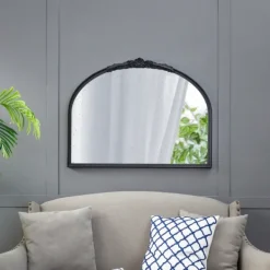 Decorative Mirrors-Kirkland's Home Wide Arch Black Floral Scroll Mirror