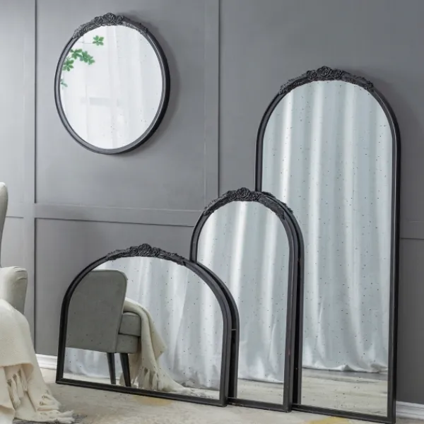Decorative Mirrors-Kirkland's Home Wide Arch Black Floral Scroll Mirror