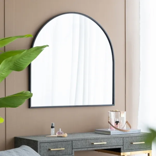 Decorative Mirrors-Kirkland's Home Wide Arched Wall Mirror Black