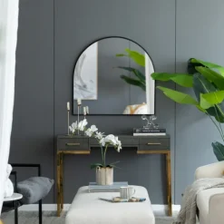 Decorative Mirrors-Kirkland's Home Wide Arched Wall Mirror Black