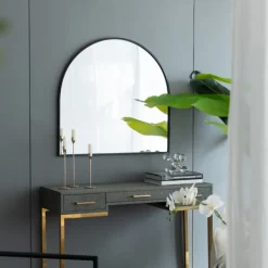 Decorative Mirrors-Kirkland's Home Wide Arched Wall Mirror Black