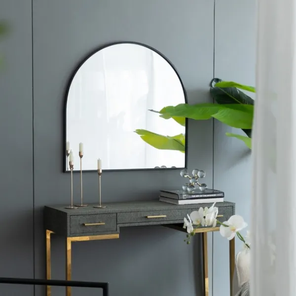 Decorative Mirrors-Kirkland's Home Wide Arched Wall Mirror Black