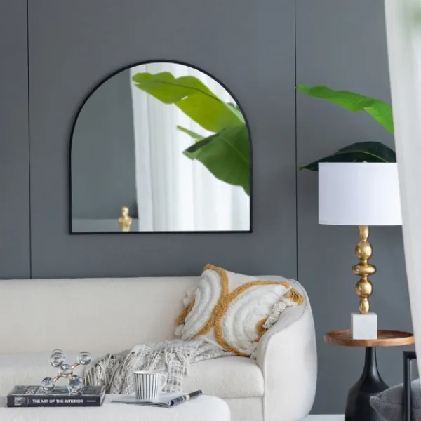 Decorative Mirrors-Kirkland's Home Wide Arched Wall Mirror Black