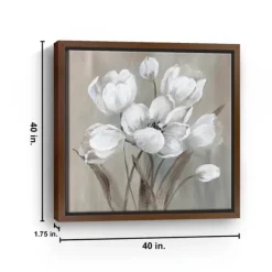 Framed Art-Kirkland's Home Wild Anemone Framed Canvas Art Print White/Gray/Tan