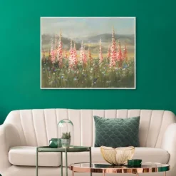Canvas Art-Kirkland's Home Wild Foxglove Framed Canvas Art Print Pink/Green
