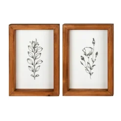 Framed Art-Kirkland's Home Wildflower Stems Framed Art Prints, Set Of 2 White/Black