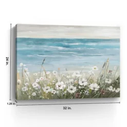 Canvas Art-Kirkland's Home Wildflowers On The Coast Canvas Art Print Blue/Green/White