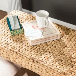 Benches & Ottomans-Kirkland's Home Wiley Woven Hyacinth Bench With White Base Tan/White