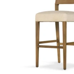 Bar Stools & Counter Height Stools-Kirkland's Home Winchester Tan Upholstered Wood Bar Stool Tan/Brown