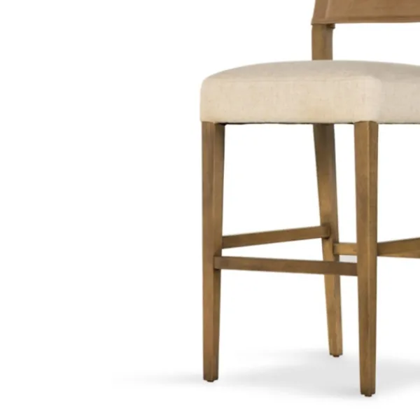 Bar Stools & Counter Height Stools-Kirkland's Home Winchester Tan Upholstered Wood Bar Stool Tan/Brown