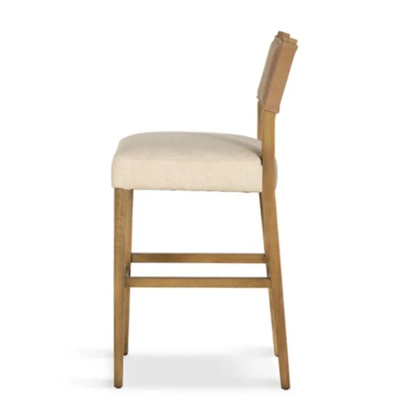 Bar Stools & Counter Height Stools-Kirkland's Home Winchester Tan Upholstered Wood Bar Stool Tan/Brown