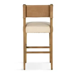Bar Stools & Counter Height Stools-Kirkland's Home Winchester Tan Upholstered Wood Bar Stool Tan/Brown