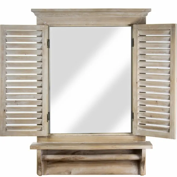 Decorative Mirrors-Kirkland's Home Window Shutter Mirror With Shelf And Towel Rod